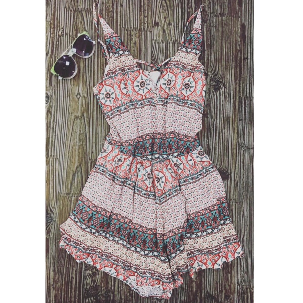 Multi-Print Cross Front Romper